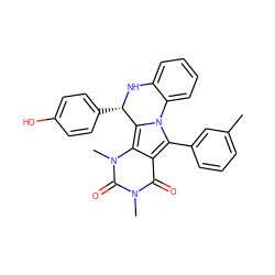 Cc1cccc(-c2c3c(=O)n(C)c(=O)n(C)c3c3n2-c2ccccc2N[C@H]3c2ccc(O)cc2)c1 ZINC000021659037