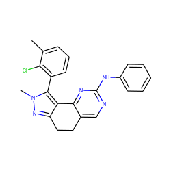 Cc1cccc(-c2c3c(nn2C)CCc2cnc(Nc4ccccc4)nc2-3)c1Cl ZINC000169702246