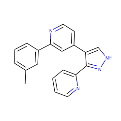 Cc1cccc(-c2cc(-c3c[nH]nc3-c3ccccn3)ccn2)c1 ZINC000013684394