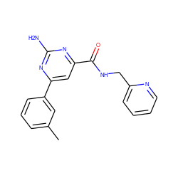 Cc1cccc(-c2cc(C(=O)NCc3ccccn3)nc(N)n2)c1 ZINC000045339854