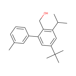 Cc1cccc(-c2cc(C(C)(C)C)cc(C(C)C)c2CO)c1 ZINC000073295310