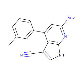 Cc1cccc(-c2cc(N)nc3[nH]cc(C#N)c23)c1 ZINC000219683514