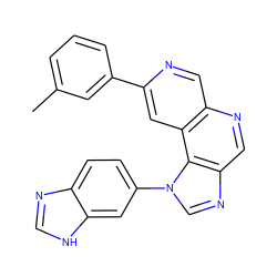 Cc1cccc(-c2cc3c(cn2)ncc2ncn(-c4ccc5nc[nH]c5c4)c23)c1 ZINC001772624687