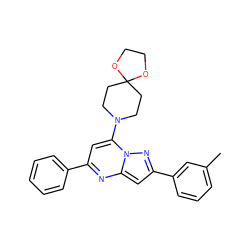 Cc1cccc(-c2cc3nc(-c4ccccc4)cc(N4CCC5(CC4)OCCO5)n3n2)c1 ZINC000001341348