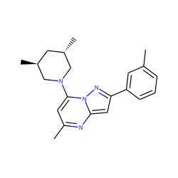 Cc1cccc(-c2cc3nc(C)cc(N4C[C@@H](C)C[C@H](C)C4)n3n2)c1 ZINC000001340756