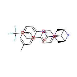 Cc1cccc(-c2ccc([C@@H]3[C@H]4CN(C(=O)Nc5ccc(C(F)(F)F)cc5)C[C@@H]3N4)cc2)c1 ZINC000100106438