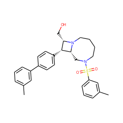 Cc1cccc(-c2ccc([C@H]3[C@H]4CN(S(=O)(=O)c5cccc(C)c5)CCCCN4[C@H]3CO)cc2)c1 ZINC000095603127