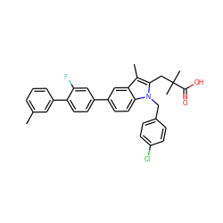 Cc1cccc(-c2ccc(-c3ccc4c(c3)c(C)c(CC(C)(C)C(=O)O)n4Cc3ccc(Cl)cc3)cc2F)c1 ZINC000028351487