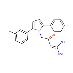 Cc1cccc(-c2ccc(-c3ccccc3)n2CC(=O)N=C(N)N)c1 ZINC000029039300