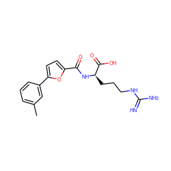 Cc1cccc(-c2ccc(C(=O)N[C@H](CCCNC(=N)N)C(=O)O)o2)c1 ZINC000028707114