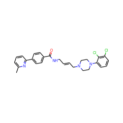 Cc1cccc(-c2ccc(C(=O)NC/C=C/CN3CCN(c4cccc(Cl)c4Cl)CC3)cc2)n1 ZINC000095543803