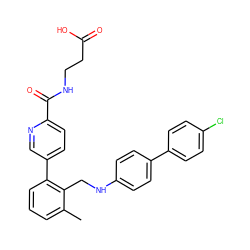 Cc1cccc(-c2ccc(C(=O)NCCC(=O)O)nc2)c1CNc1ccc(-c2ccc(Cl)cc2)cc1 ZINC000148415911