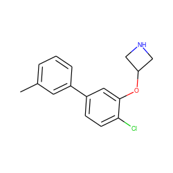 Cc1cccc(-c2ccc(Cl)c(OC3CNC3)c2)c1 ZINC000096175894