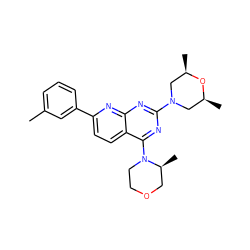 Cc1cccc(-c2ccc3c(N4CCOC[C@@H]4C)nc(N4C[C@H](C)O[C@H](C)C4)nc3n2)c1 ZINC000139446630