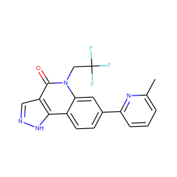 Cc1cccc(-c2ccc3c4[nH]ncc4c(=O)n(CC(F)(F)F)c3c2)n1 ZINC000205055274