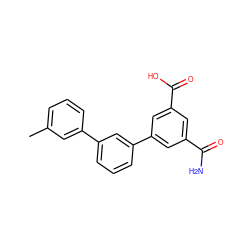 Cc1cccc(-c2cccc(-c3cc(C(N)=O)cc(C(=O)O)c3)c2)c1 ZINC000014960615