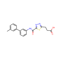 Cc1cccc(-c2cccc(NC(=O)c3nnc(CCC(=O)O)s3)c2)c1 ZINC000653861846