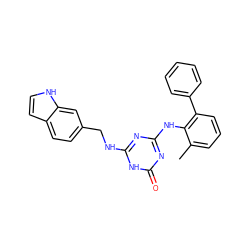 Cc1cccc(-c2ccccc2)c1Nc1nc(NCc2ccc3cc[nH]c3c2)[nH]c(=O)n1 ZINC000064527722