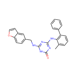 Cc1cccc(-c2ccccc2)c1Nc1nc(NCc2ccc3occc3c2)[nH]c(=O)n1 ZINC000064528025