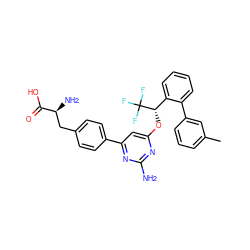 Cc1cccc(-c2ccccc2[C@H](Oc2cc(-c3ccc(C[C@H](N)C(=O)O)cc3)nc(N)n2)C(F)(F)F)c1 ZINC000040892640