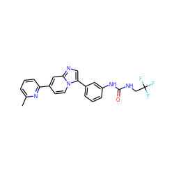 Cc1cccc(-c2ccn3c(-c4cccc(NC(=O)NCC(F)(F)F)c4)cnc3c2)n1 ZINC000147243747