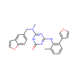 Cc1cccc(-c2ccoc2)c1Nc1nc(N(C)Cc2ccc3occc3c2)[nH]c(=O)n1 ZINC000064528274