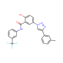 Cc1cccc(-c2cn(-c3ccc(O)c(C(=O)Nc4cccc(C(F)(F)F)c4)c3)nn2)c1 ZINC000299832905