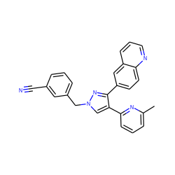 Cc1cccc(-c2cn(Cc3cccc(C#N)c3)nc2-c2ccc3ncccc3c2)n1 ZINC000049803341