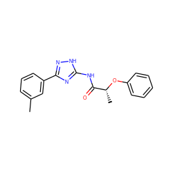 Cc1cccc(-c2n[nH]c(NC(=O)[C@@H](C)Oc3ccccc3)n2)c1 ZINC000095573678