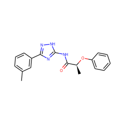 Cc1cccc(-c2n[nH]c(NC(=O)[C@H](C)Oc3ccccc3)n2)c1 ZINC000095573672