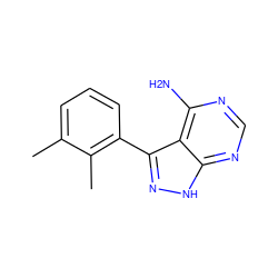 Cc1cccc(-c2n[nH]c3ncnc(N)c23)c1C ZINC000064479855