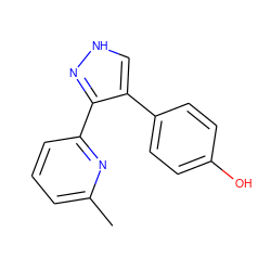 Cc1cccc(-c2n[nH]cc2-c2ccc(O)cc2)n1 ZINC000003817809