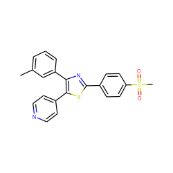 Cc1cccc(-c2nc(-c3ccc(S(C)(=O)=O)cc3)sc2-c2ccncc2)c1 ZINC000013673418