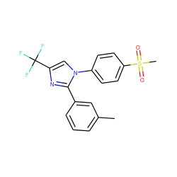 Cc1cccc(-c2nc(C(F)(F)F)cn2-c2ccc(S(C)(=O)=O)cc2)c1 ZINC000013762106