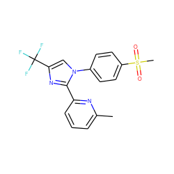 Cc1cccc(-c2nc(C(F)(F)F)cn2-c2ccc(S(C)(=O)=O)cc2)n1 ZINC000013812836