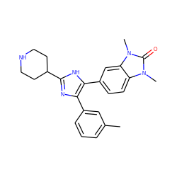 Cc1cccc(-c2nc(C3CCNCC3)[nH]c2-c2ccc3c(c2)n(C)c(=O)n3C)c1 ZINC000028000374