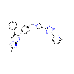 Cc1cccc(-c2nc(C3CN(Cc4ccc(-c5nc6nc(C)cn6cc5-c5ccccc5)cc4)C3)n[nH]2)n1 ZINC000167531308