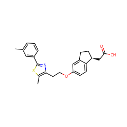 Cc1cccc(-c2nc(CCOc3ccc4c(c3)CC[C@H]4CC(=O)O)c(C)s2)c1 ZINC000028951988