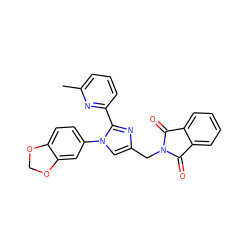 Cc1cccc(-c2nc(CN3C(=O)c4ccccc4C3=O)cn2-c2ccc3c(c2)OCO3)n1 ZINC000096285316