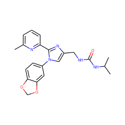 Cc1cccc(-c2nc(CNC(=O)NC(C)C)cn2-c2ccc3c(c2)OCO3)n1 ZINC000096285315