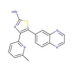 Cc1cccc(-c2nc(N)sc2-c2ccc3nccnc3c2)n1 ZINC000040410626