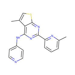 Cc1cccc(-c2nc(Nc3ccncc3)c3c(C)csc3n2)n1 ZINC000043064635