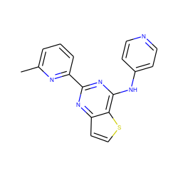 Cc1cccc(-c2nc(Nc3ccncc3)c3sccc3n2)n1 ZINC000043009267