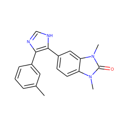 Cc1cccc(-c2nc[nH]c2-c2ccc3c(c2)n(C)c(=O)n3C)c1 ZINC000014958442