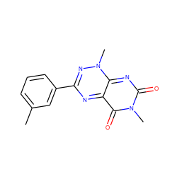 Cc1cccc(-c2nc3c(=O)n(C)c(=O)nc-3n(C)n2)c1 ZINC000096282741