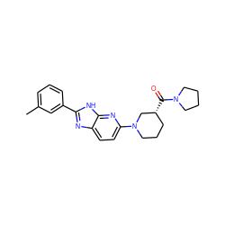 Cc1cccc(-c2nc3ccc(N4CCC[C@@H](C(=O)N5CCCC5)C4)nc3[nH]2)c1 ZINC001772608884