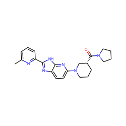 Cc1cccc(-c2nc3ccc(N4CCC[C@@H](C(=O)N5CCCC5)C4)nc3[nH]2)n1 ZINC001772615678