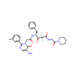 Cc1cccc(-c2ncc(N)c(=O)n2CC(=O)N[C@@H](Cc2ccccc2)C(=O)C(F)(F)C(=O)NCC(=O)N2CCCCC2)c1 ZINC000028756125