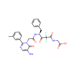 Cc1cccc(-c2ncc(N)c(=O)n2CC(=O)N[C@@H](Cc2ccccc2)C(=O)C(F)(F)C(=O)NCC(=O)O)c1 ZINC000028758034