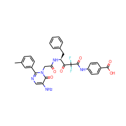 Cc1cccc(-c2ncc(N)c(=O)n2CC(=O)N[C@@H](Cc2ccccc2)C(=O)C(F)(F)C(=O)Nc2ccc(C(=O)O)cc2)c1 ZINC000028756809